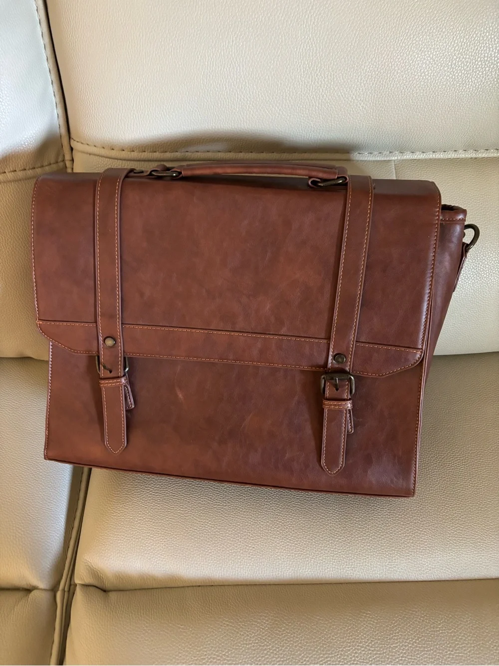 Men's Brown Briefcase Messenger Bag